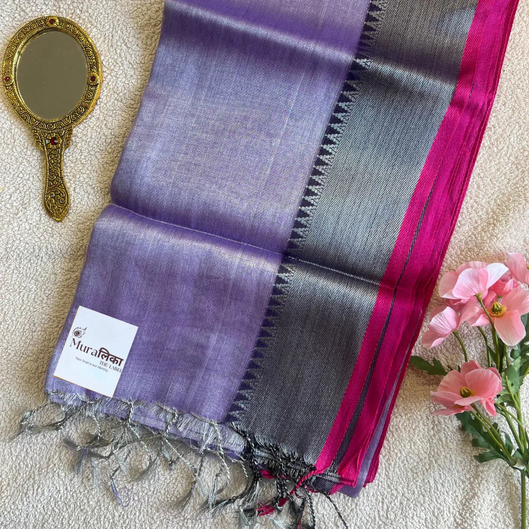 Muralika Pure Elegance Handloom Tissue Saree with border - Muralika the label