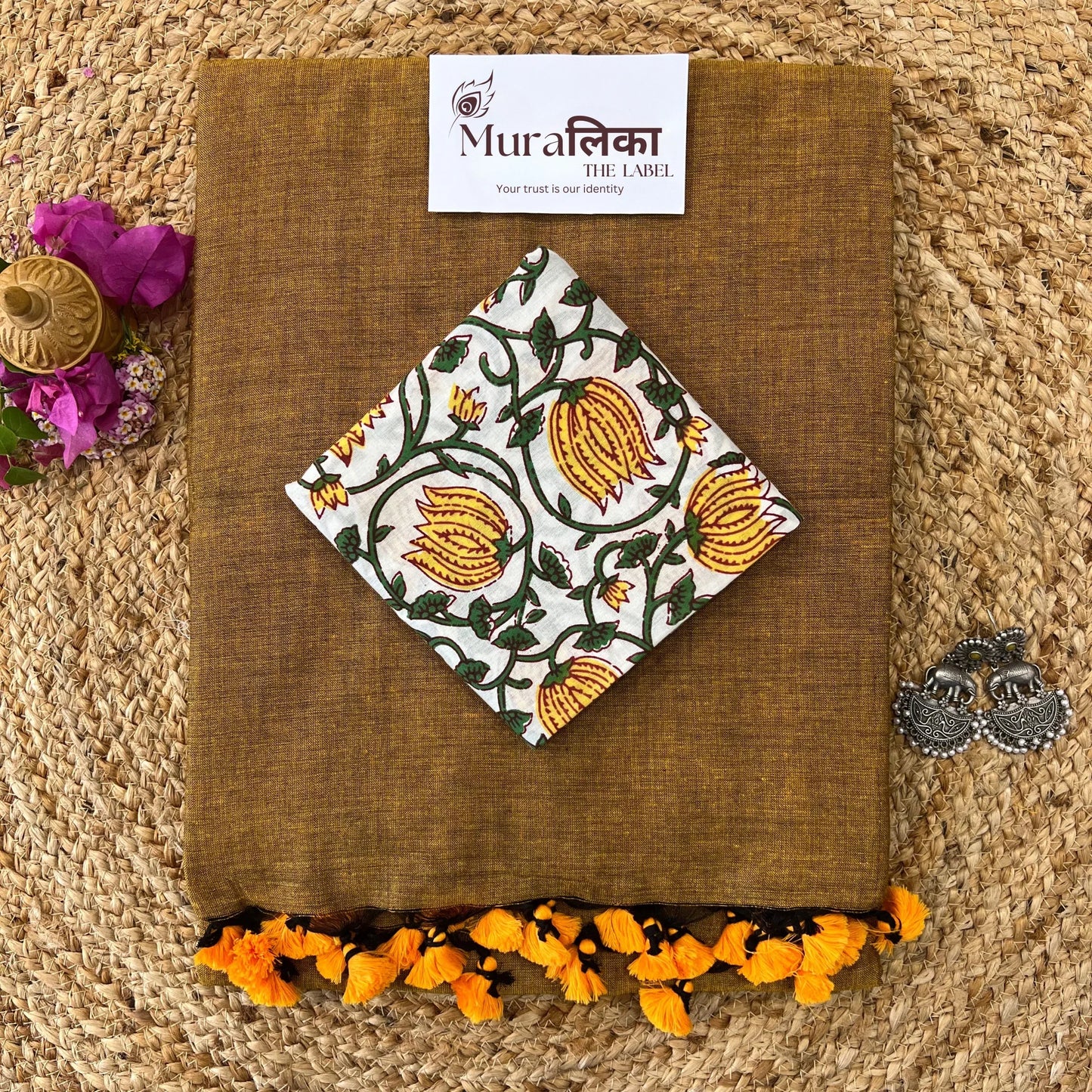 Muralika Mustard Handloom Saree - Muralika the label