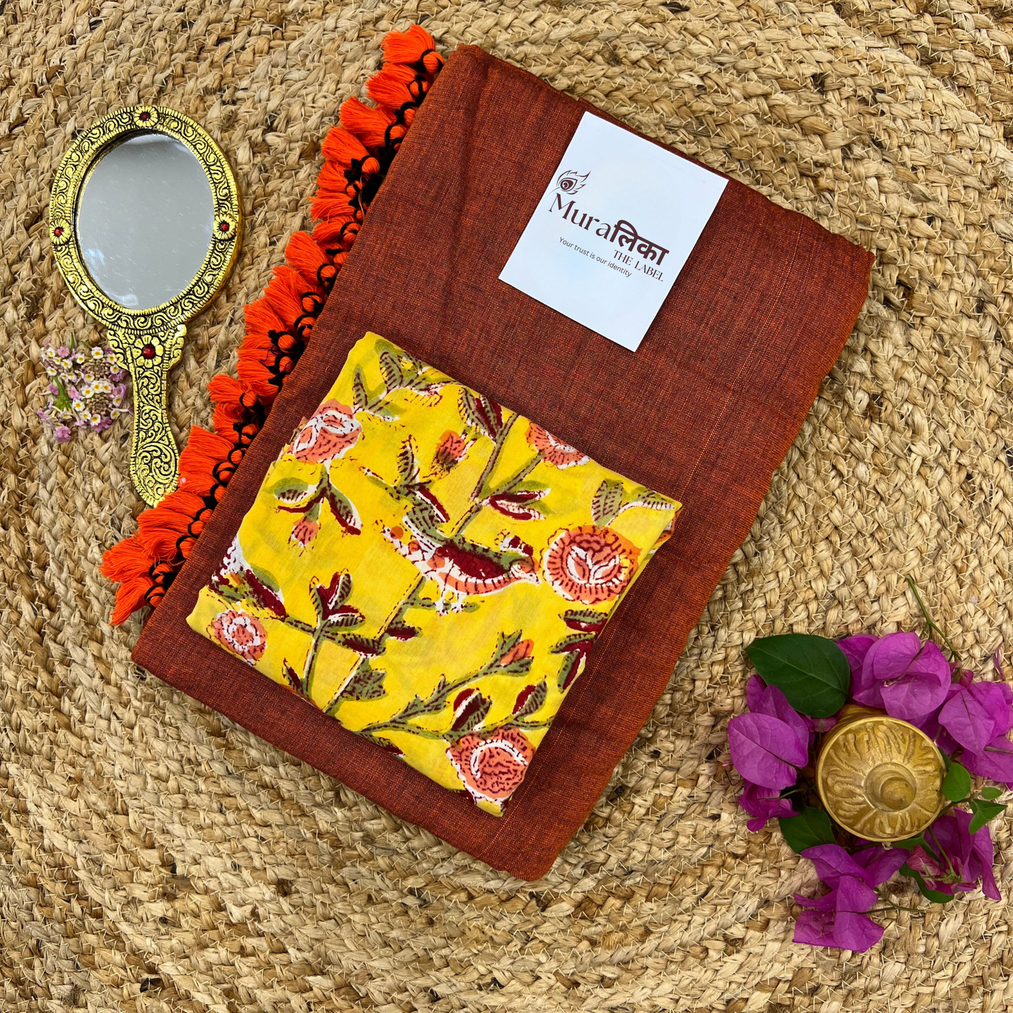 Muralika Rust Orange Handloom Saree