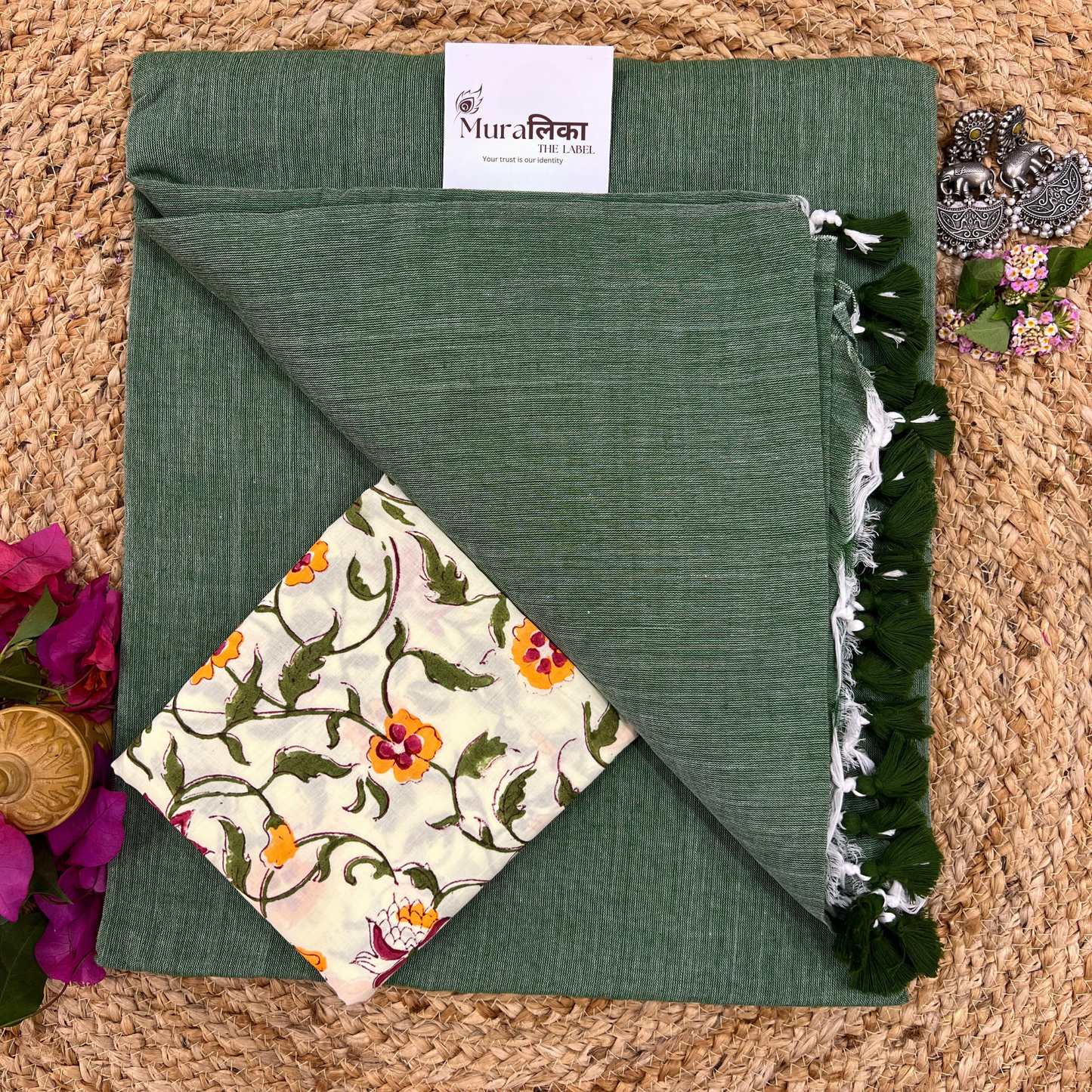 Muralika Leaf Green Handloom Saree