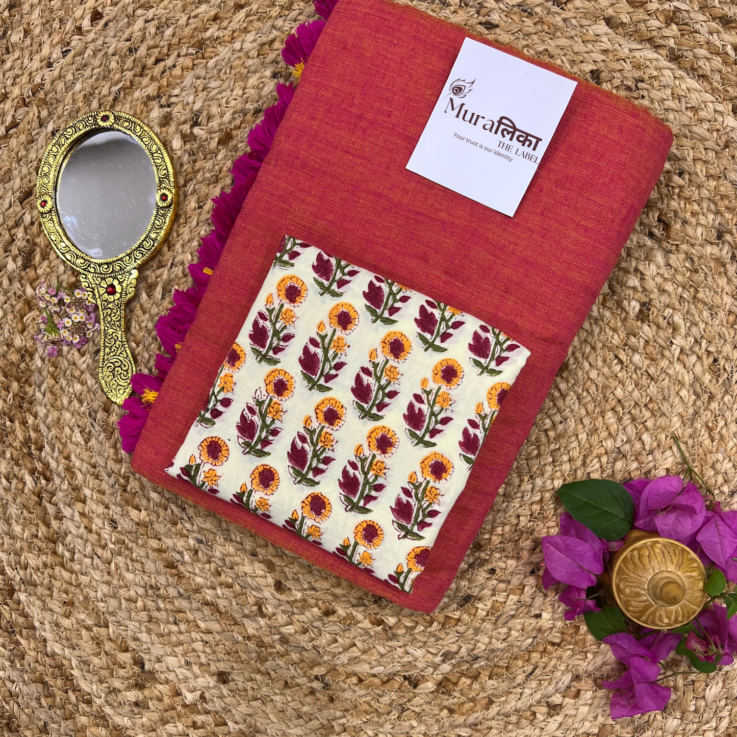 Muralika Dual Tone Brick Hue Handloom Saree