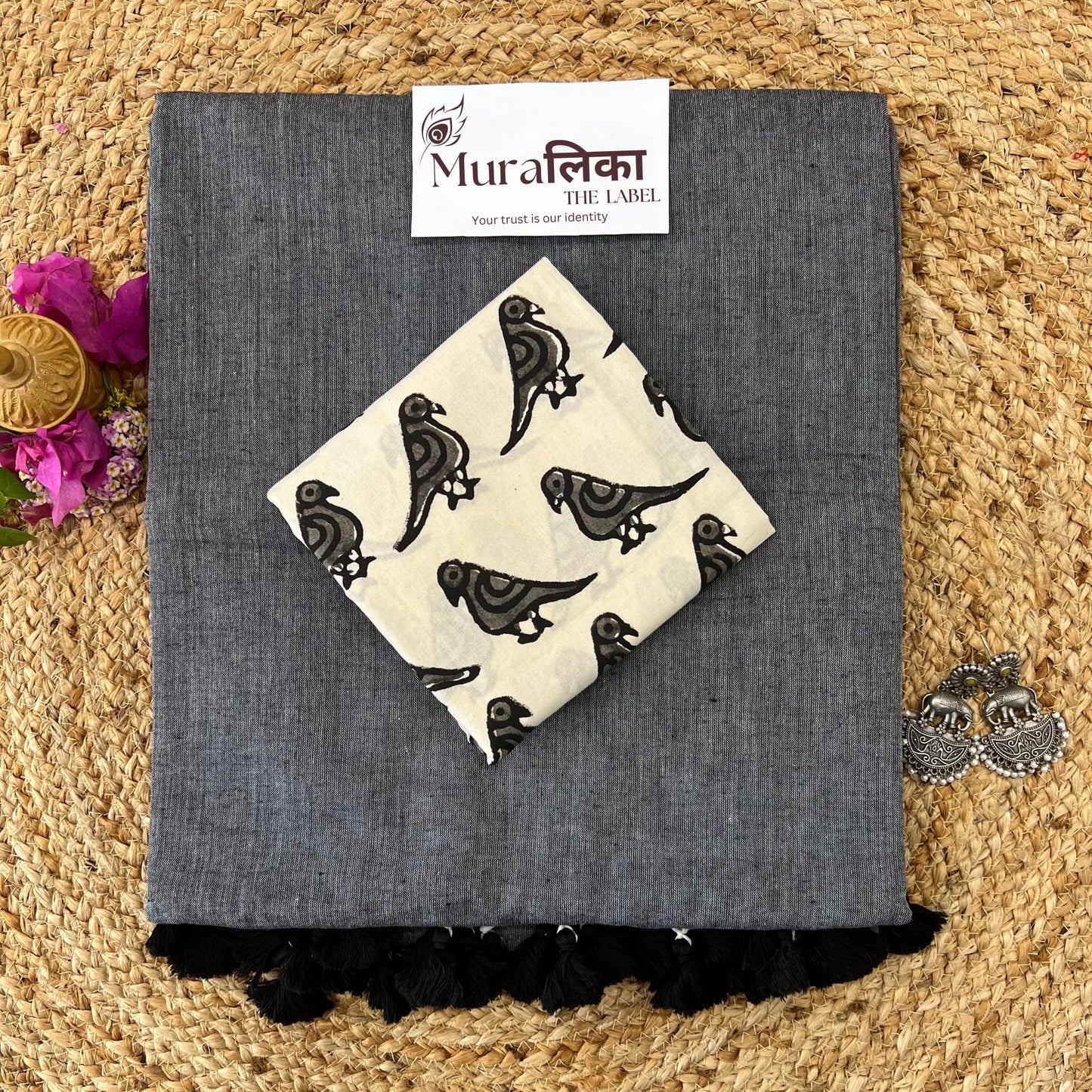 Muralika Grey Handloom Saree - Muralika the label
