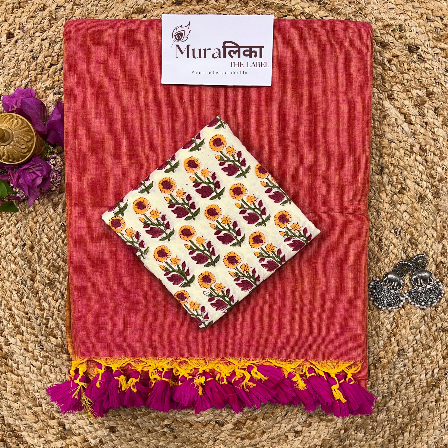 Muralika Dual Tone Brick Hue Handloom Saree