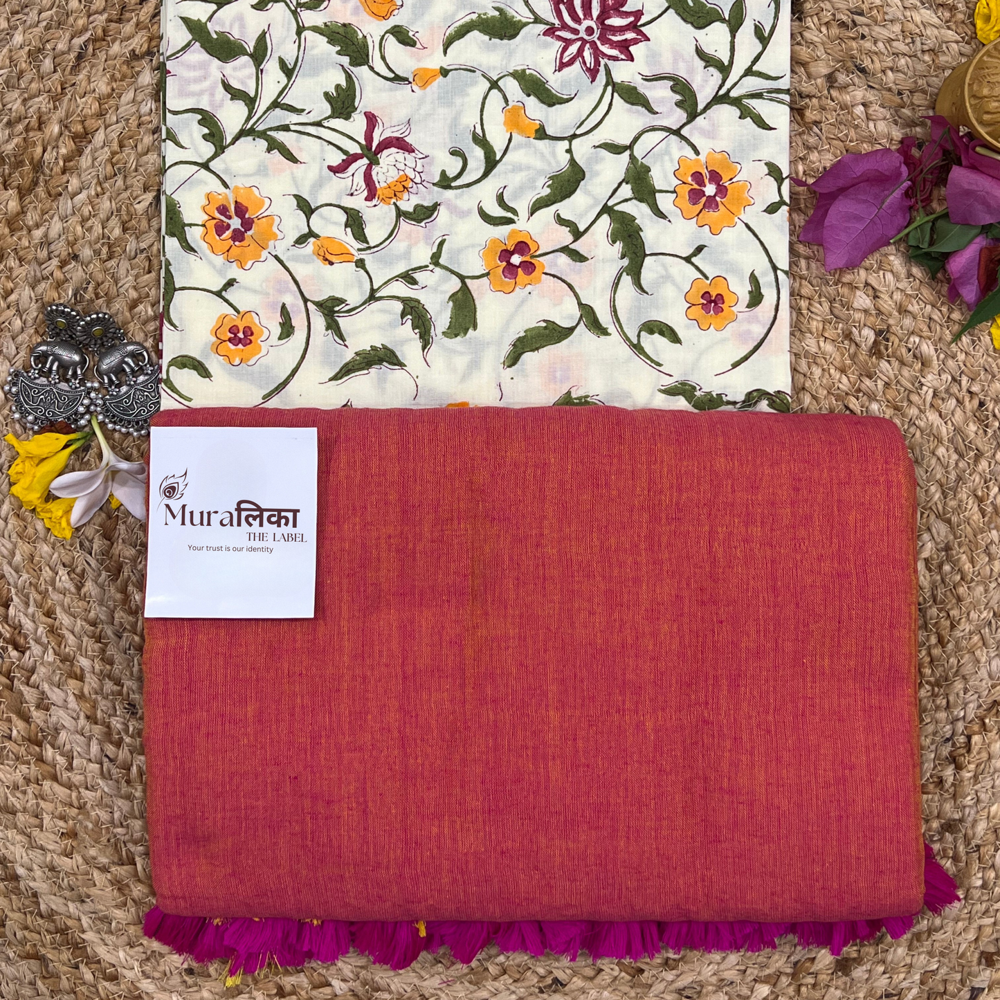 Muralika Dual Tone Brick Hue Handloom Saree