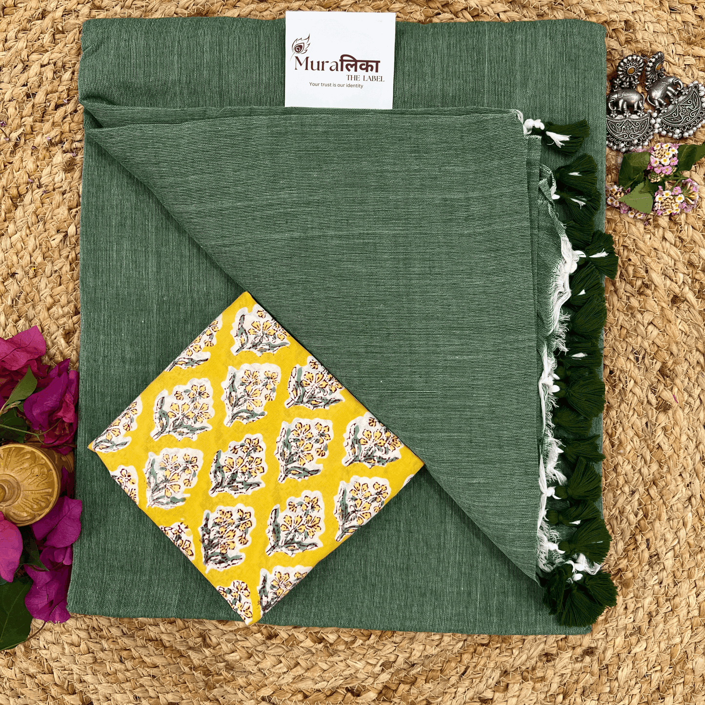 Muralika Leaf Green Handloom Saree