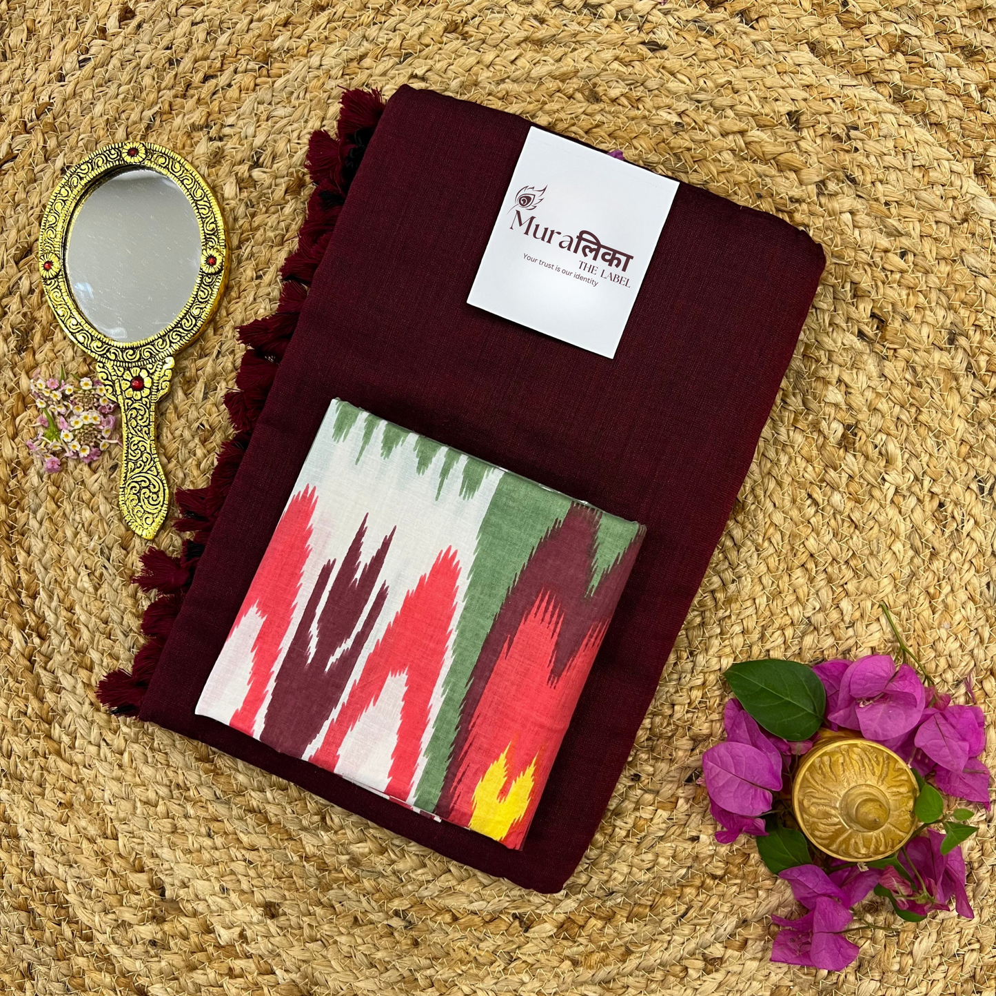 Muralika Dark Maroon Handloom Saree