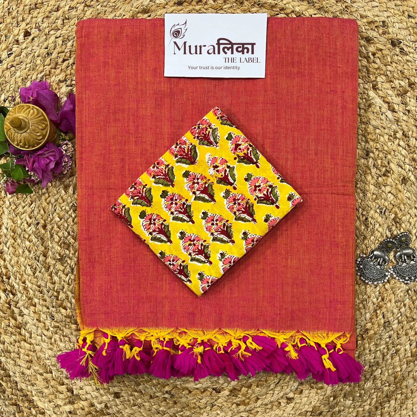 Muralika Dual Tone Brick Hue Handloom Saree - Muralika the label