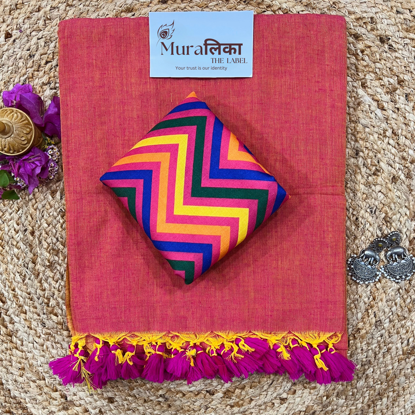 Muralika Dual Tone Brick Hue Handloom Saree