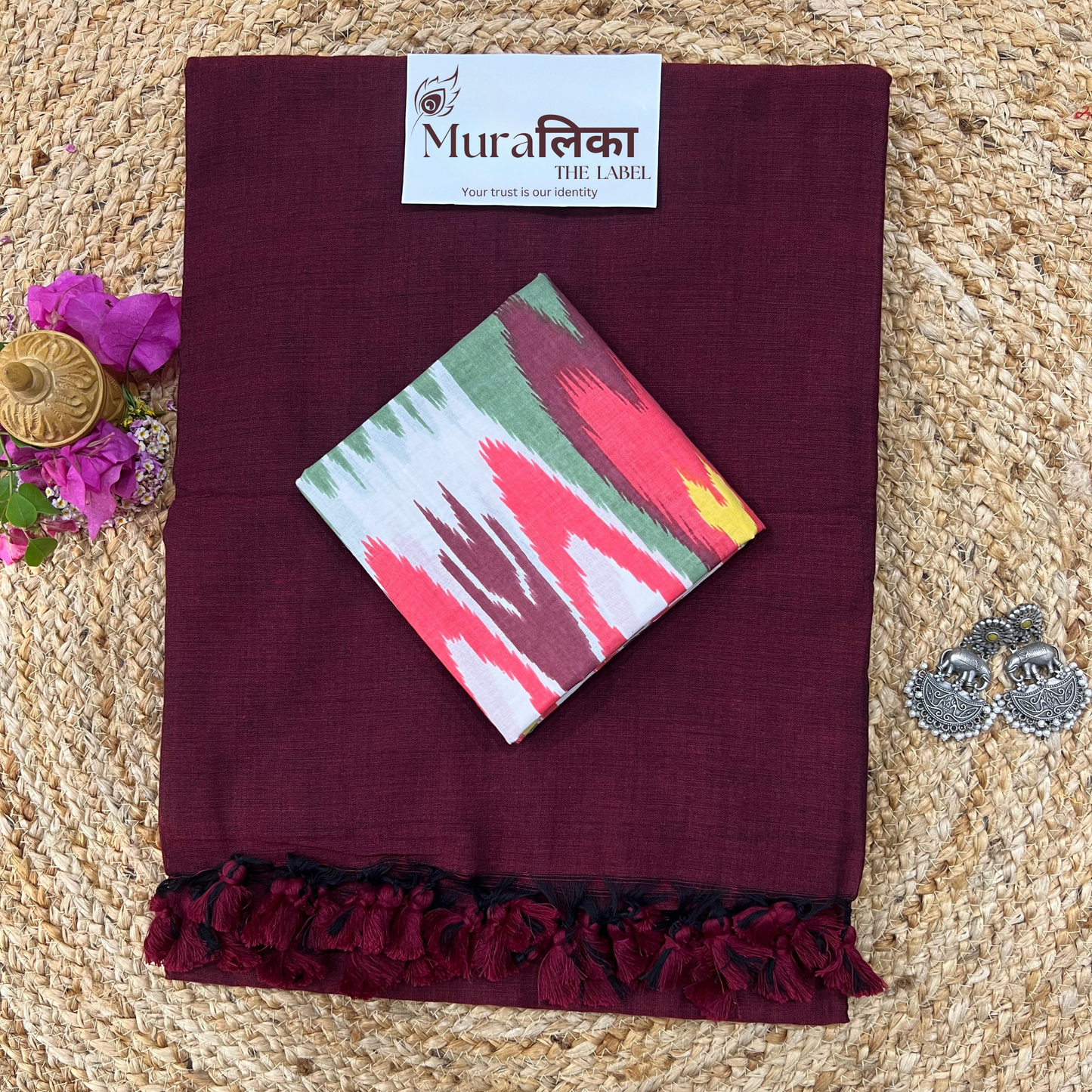 Muralika Dark Maroon Handloom Saree
