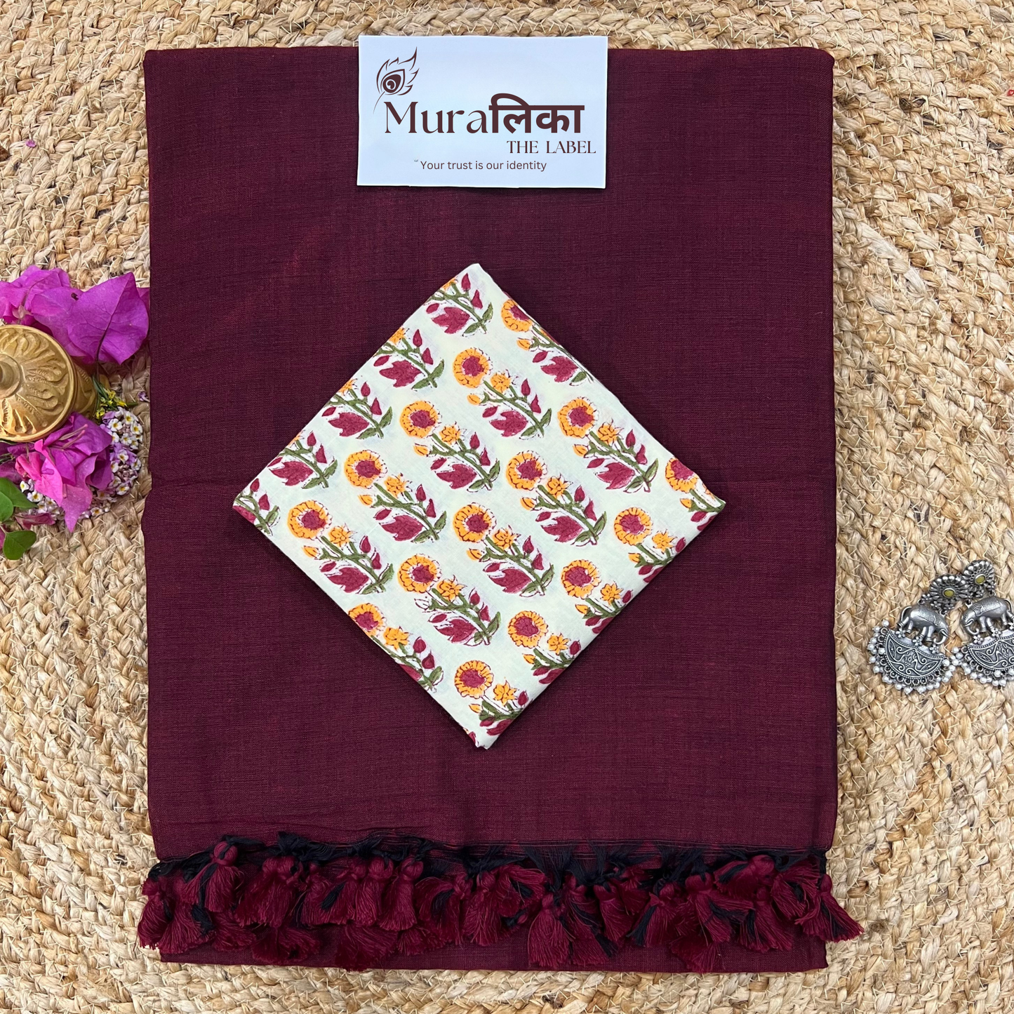 Muralika Dark Maroon Handloom Saree