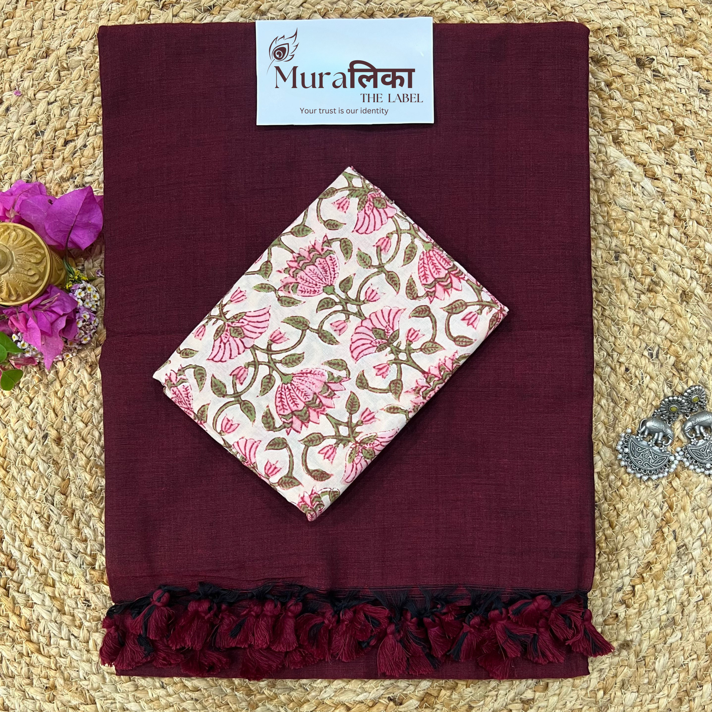 Muralika Dark Maroon Handloom Saree