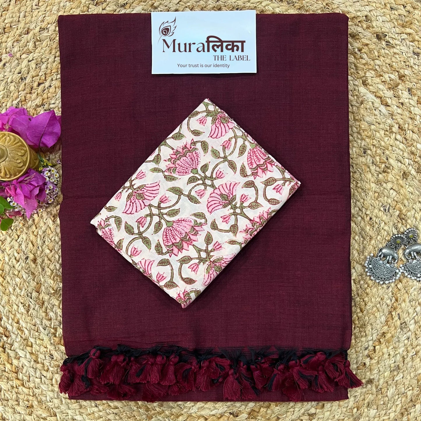 Muralika Dark Maroon Handloom Saree - Muralika the label