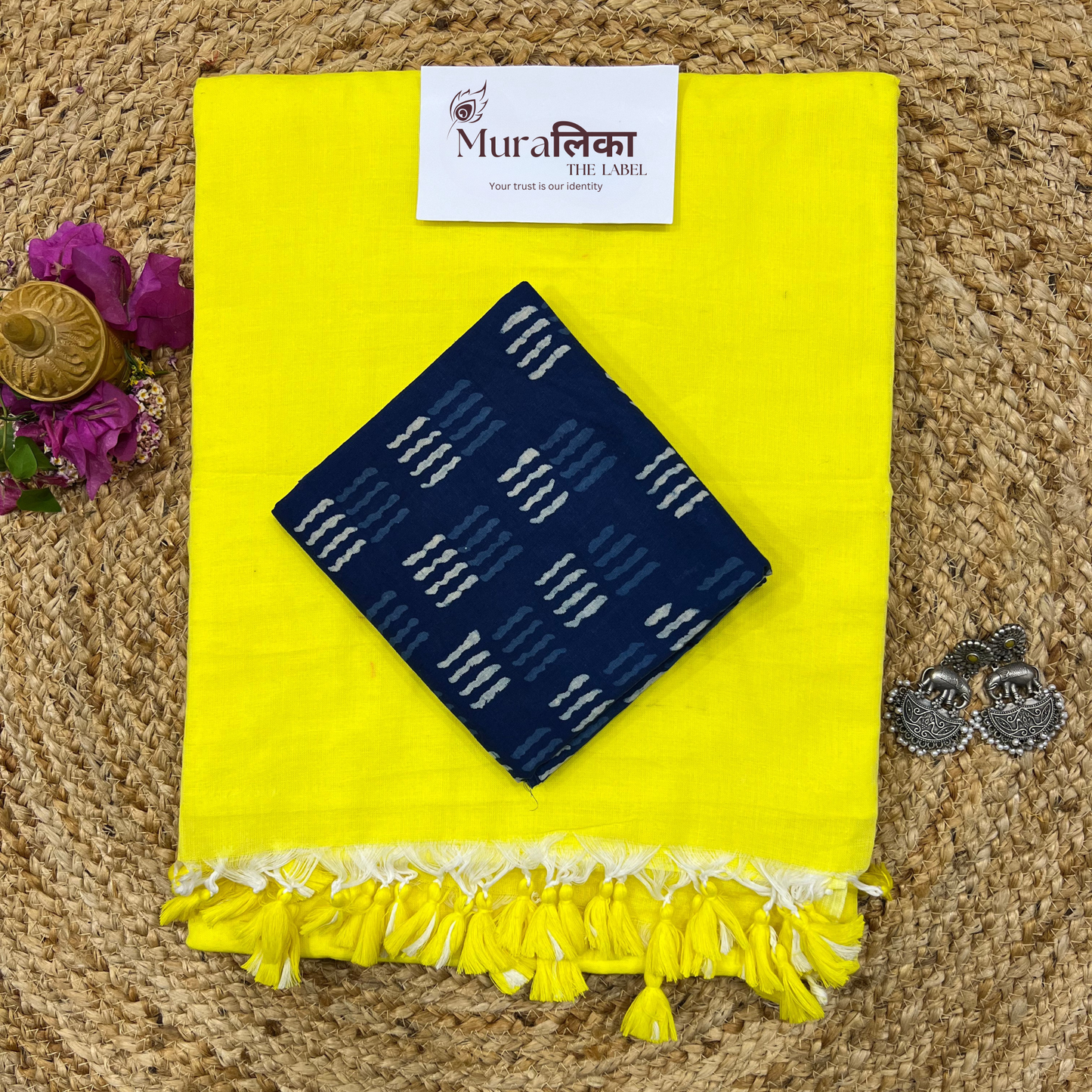 Muralika Lime Yellow Handloom Saree