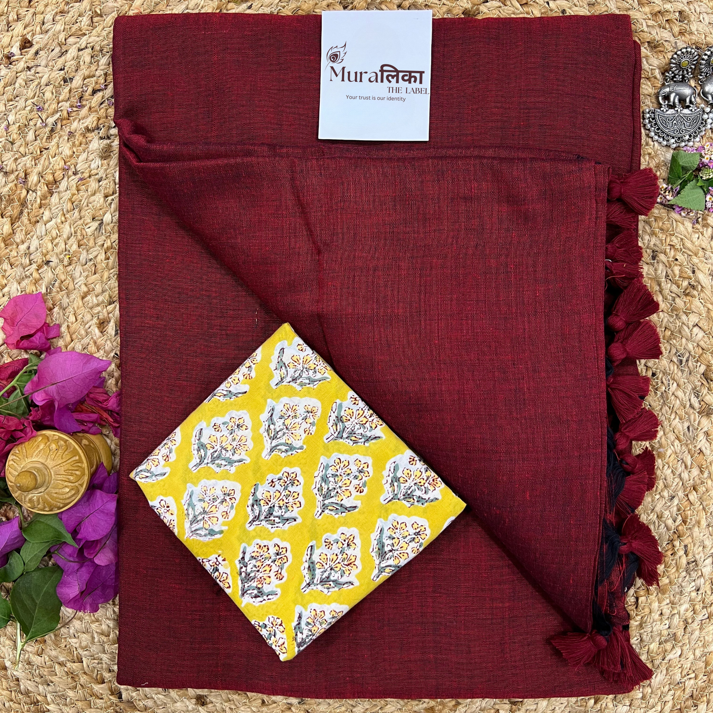 Muralika Light Maroon Handloom Saree