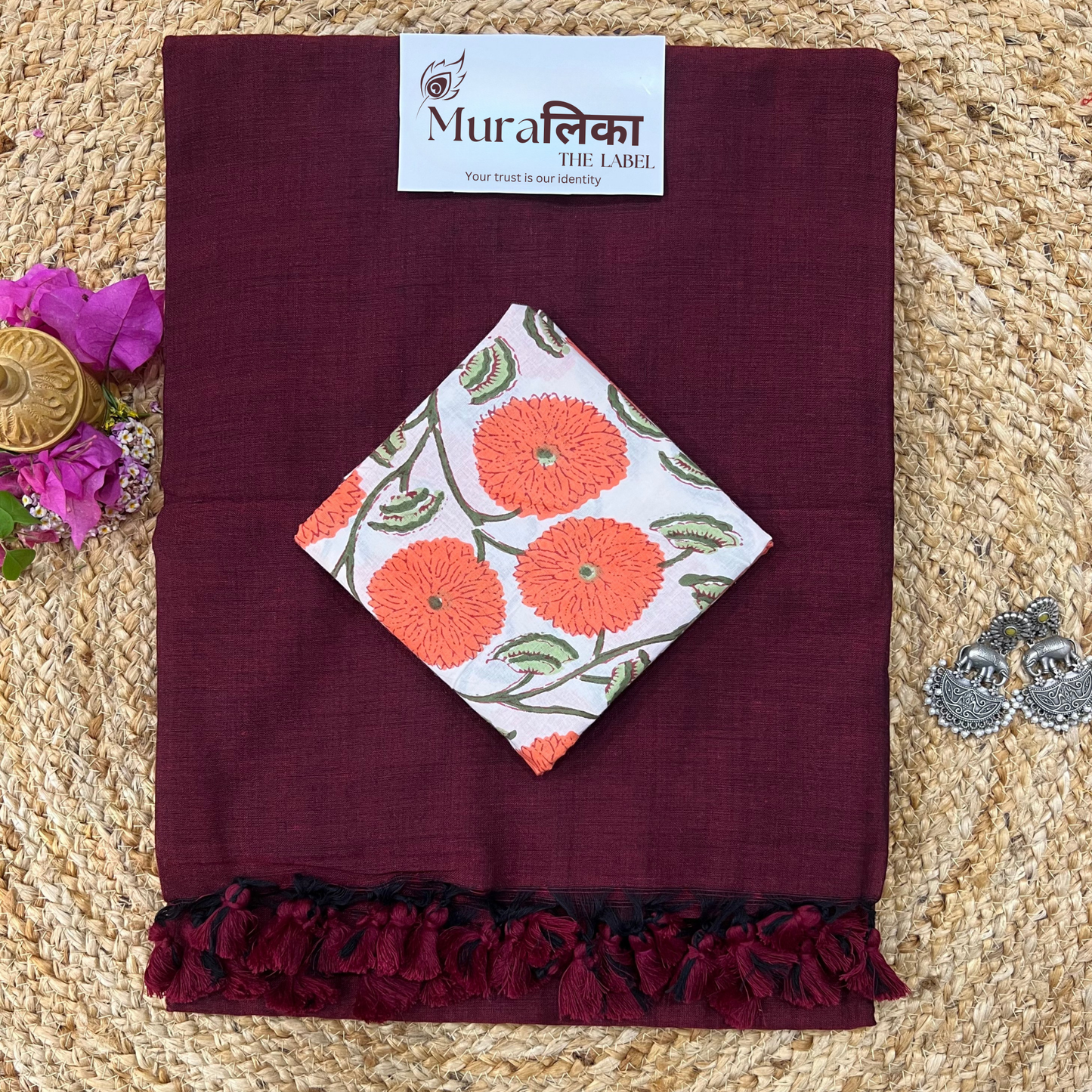 Muralika Dark Maroon Handloom Saree