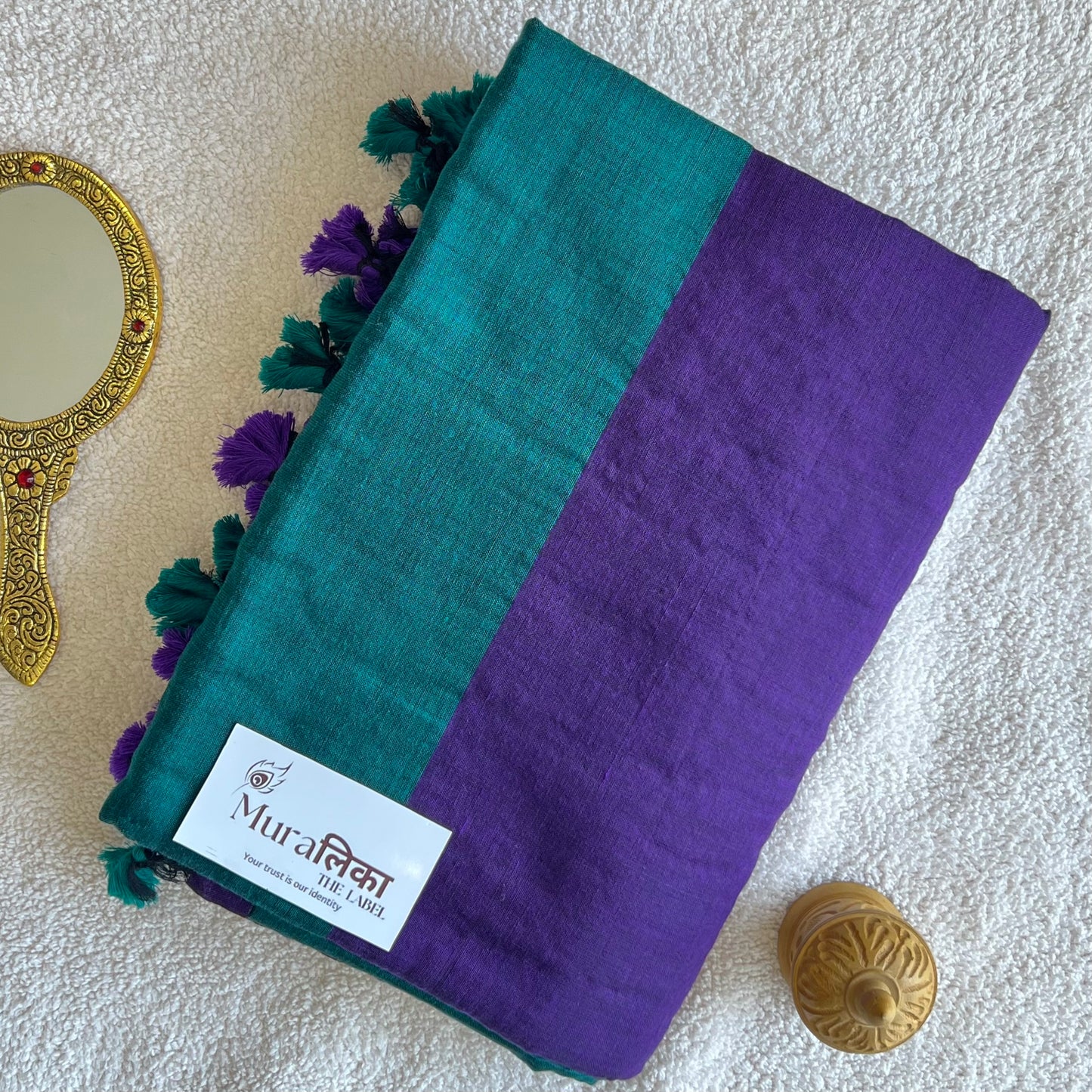 Muralika Purple & Rama Handloom Cotton Saree