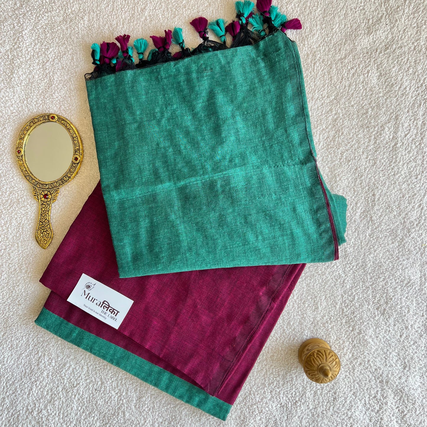 Muralika Magenta & Teal Handloom Cotton Saree