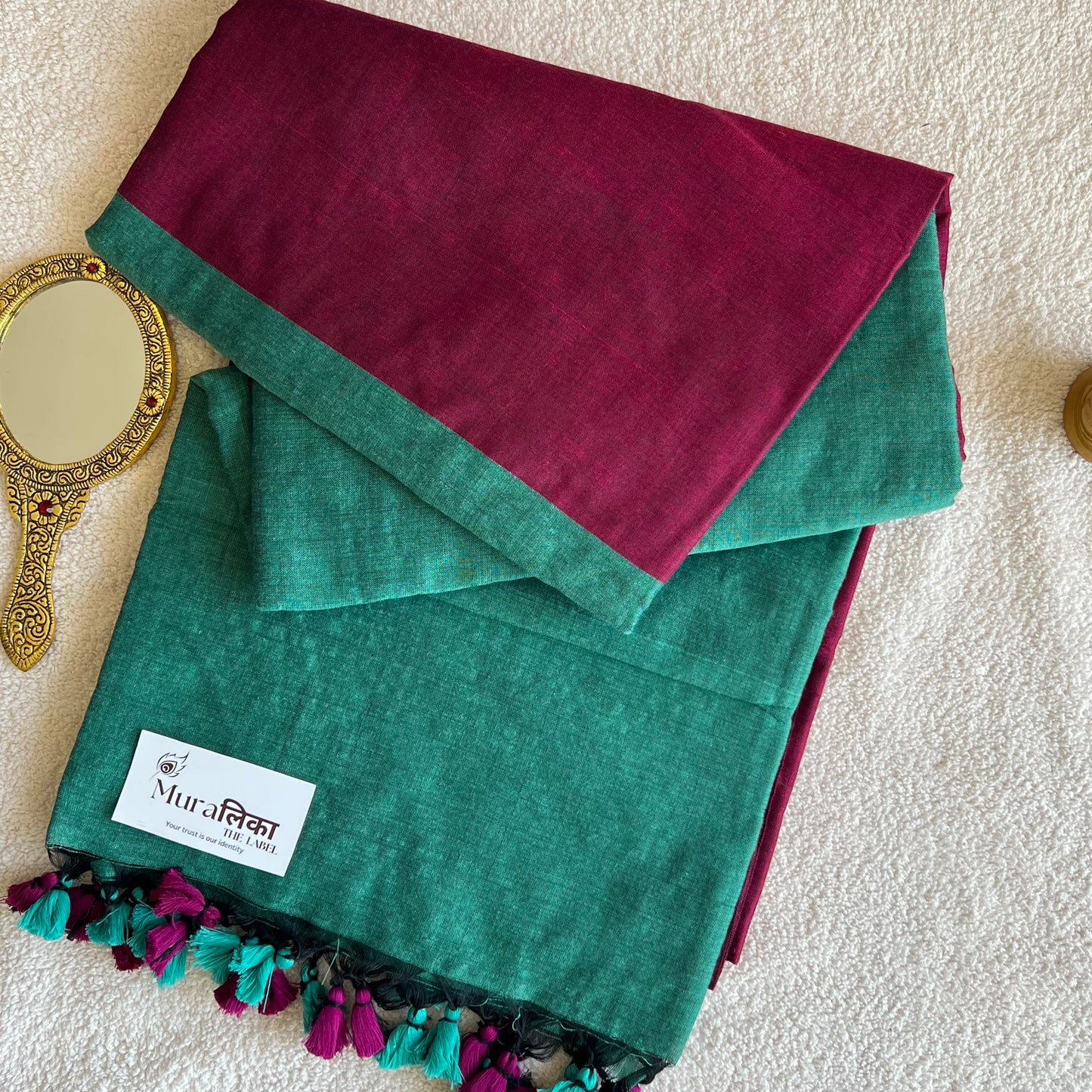 Muralika Magenta & Teal Handloom Cotton Saree