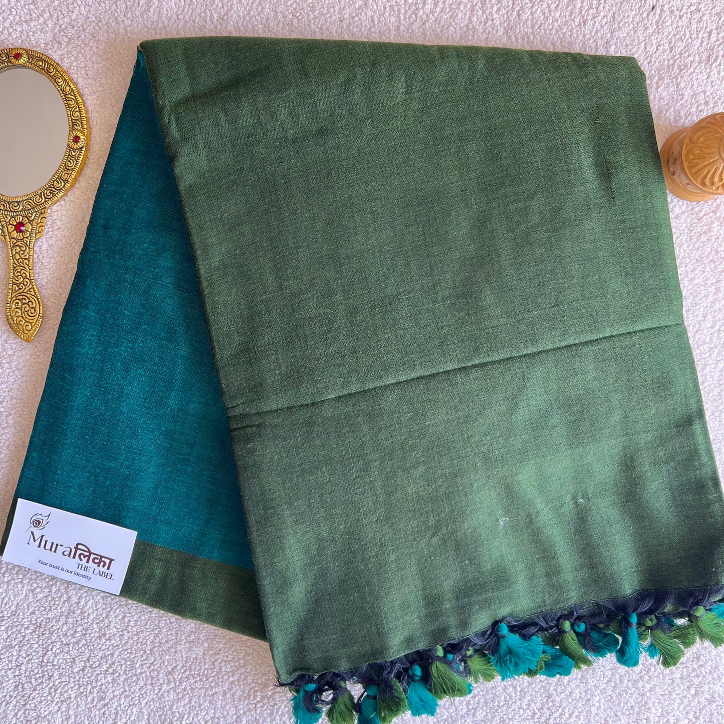 Muralika Rama Green Handloom Cotton Saree