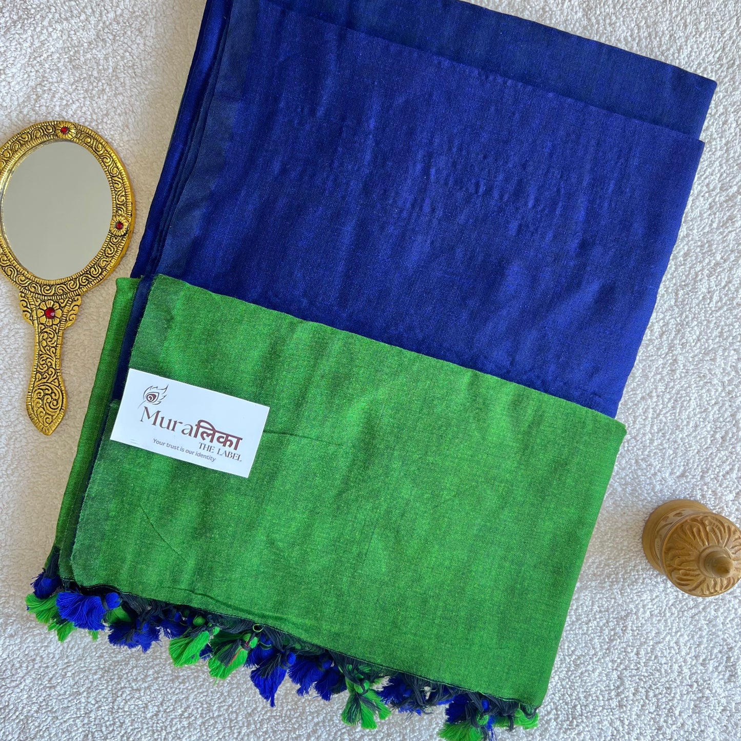 Muralika Parrot & Blue Handloom Cotton Saree