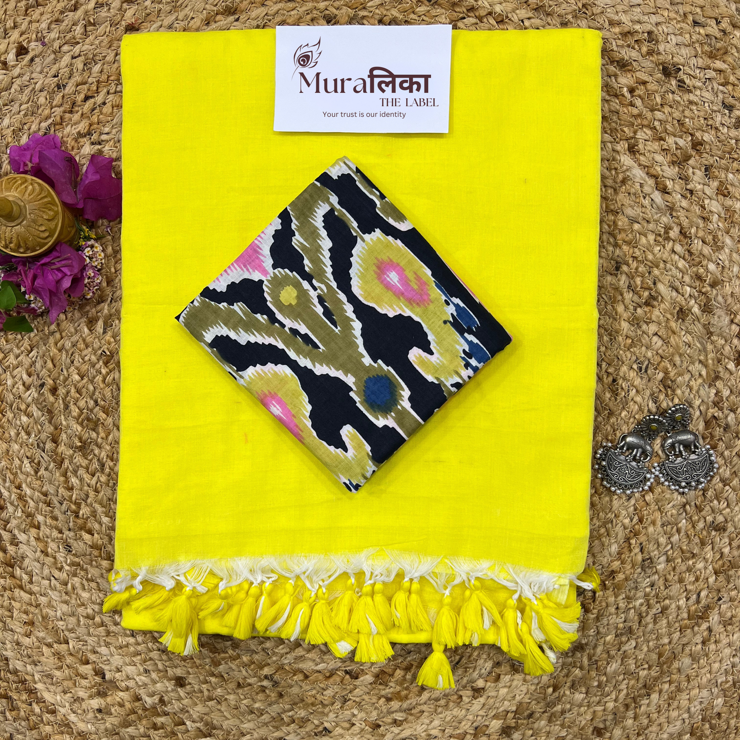 Muralika Lime Yellow Handloom Saree