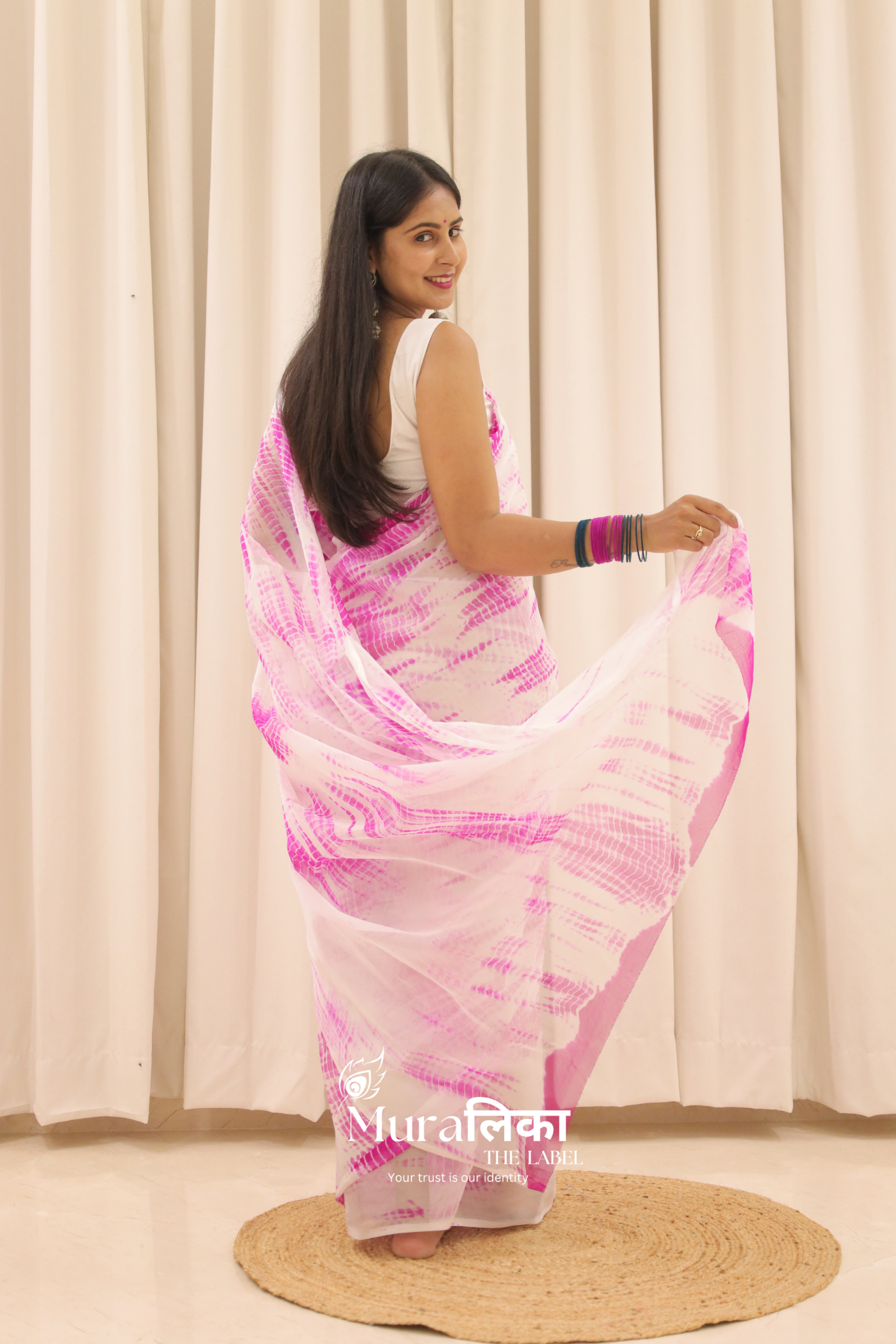 Rangeen Rani Hand Dyed Shibori Bandhej Chiffon Saree