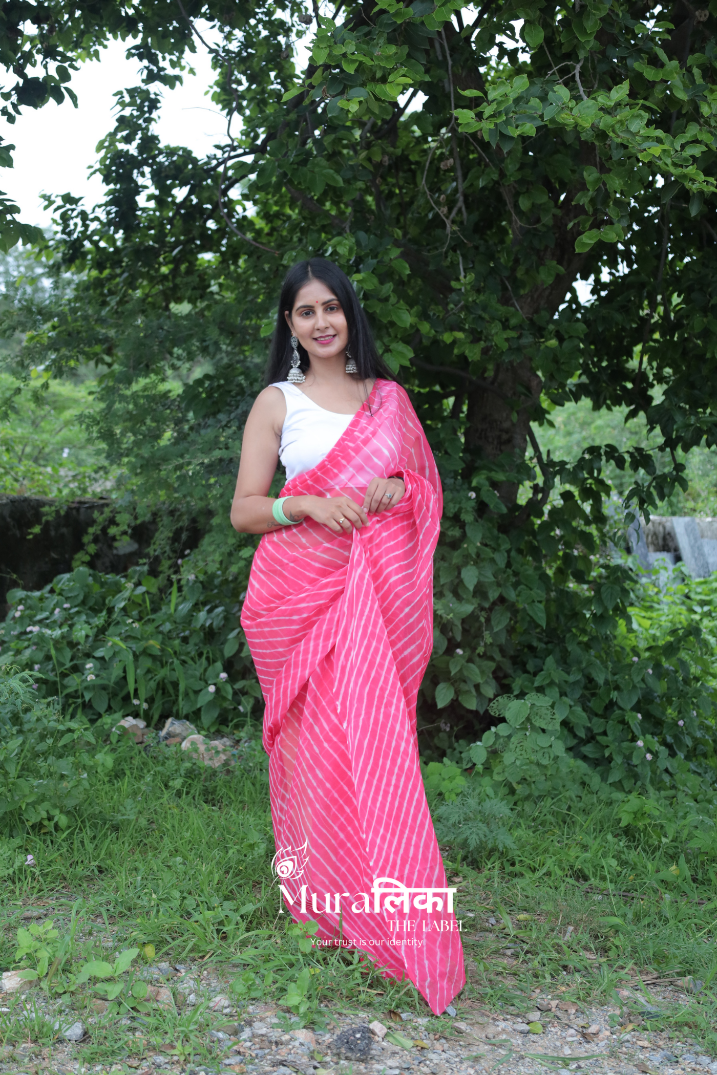 Rasbhari Pink Hand Dyed Chiffon Leheriya Saree