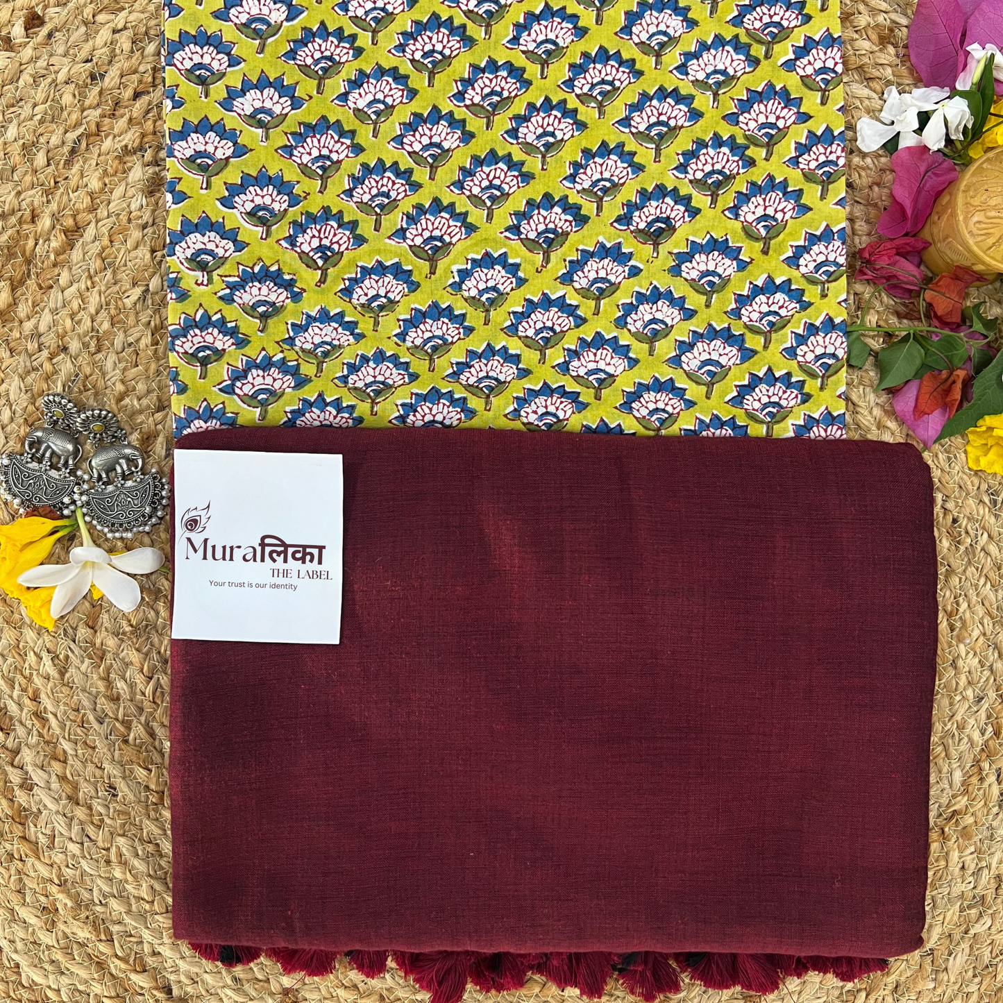 Muralika Dark Maroon Handloom Saree