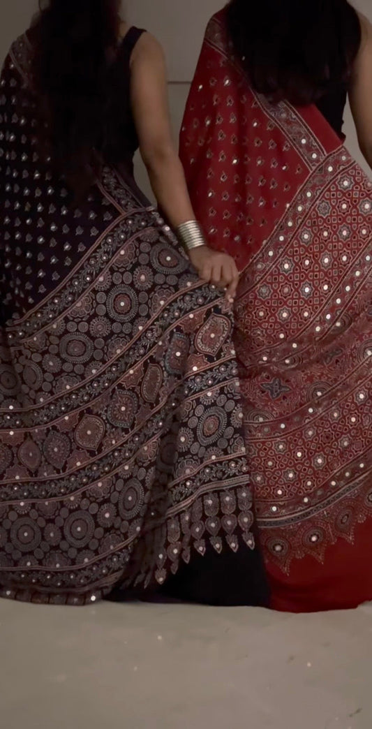 Ajrakh silk vs cotton Ajrakh sarees: what actually differs