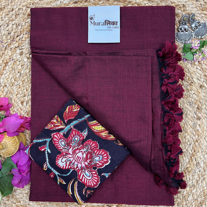 Muralika Dark Maroon Handloom Saree