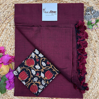 Muralika Dark Maroon Handloom Saree