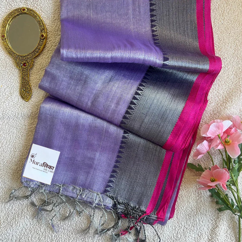 Muralika Pure Elegance Handloom Tissue Saree with border - Muralika the label