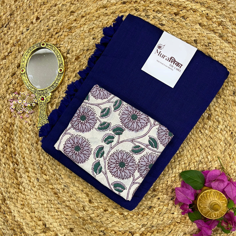 Muralika Royal Bule Handloom Saree - Muralika the label