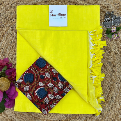 Muralika Lime Yellow Handloom Saree