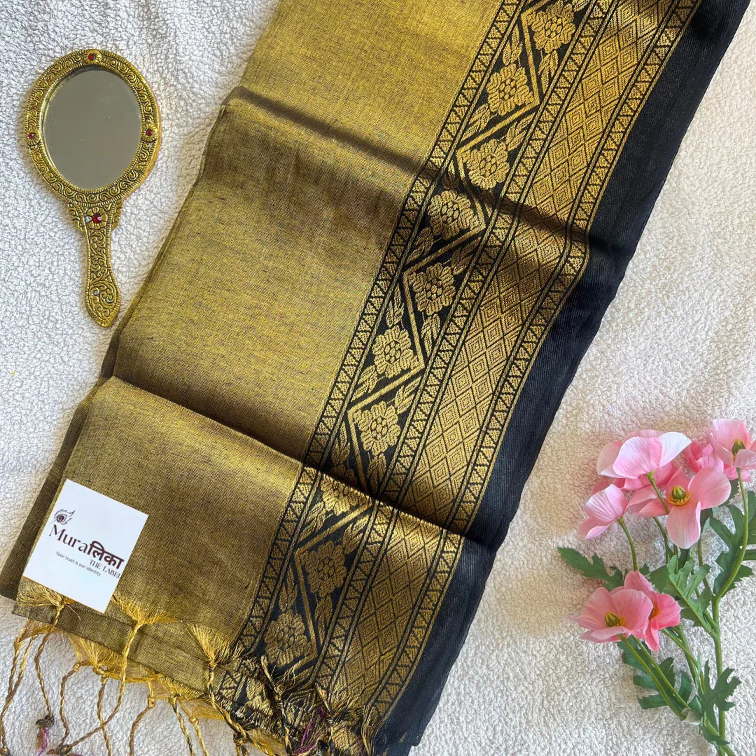 Muralika Pure Elegance Handloom Tissue Saree with Border - Muralika the label