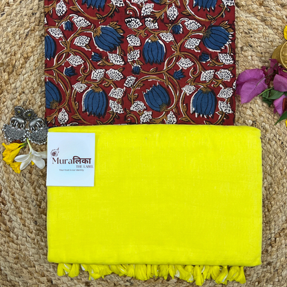 Muralika Lime Yellow Handloom Saree