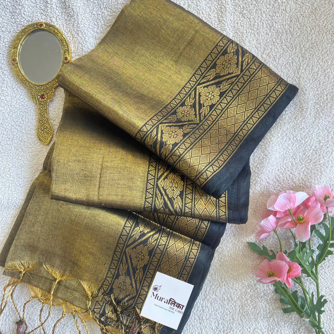 Muralika Pure Elegance Handloom Tissue Saree with Border - Muralika the label