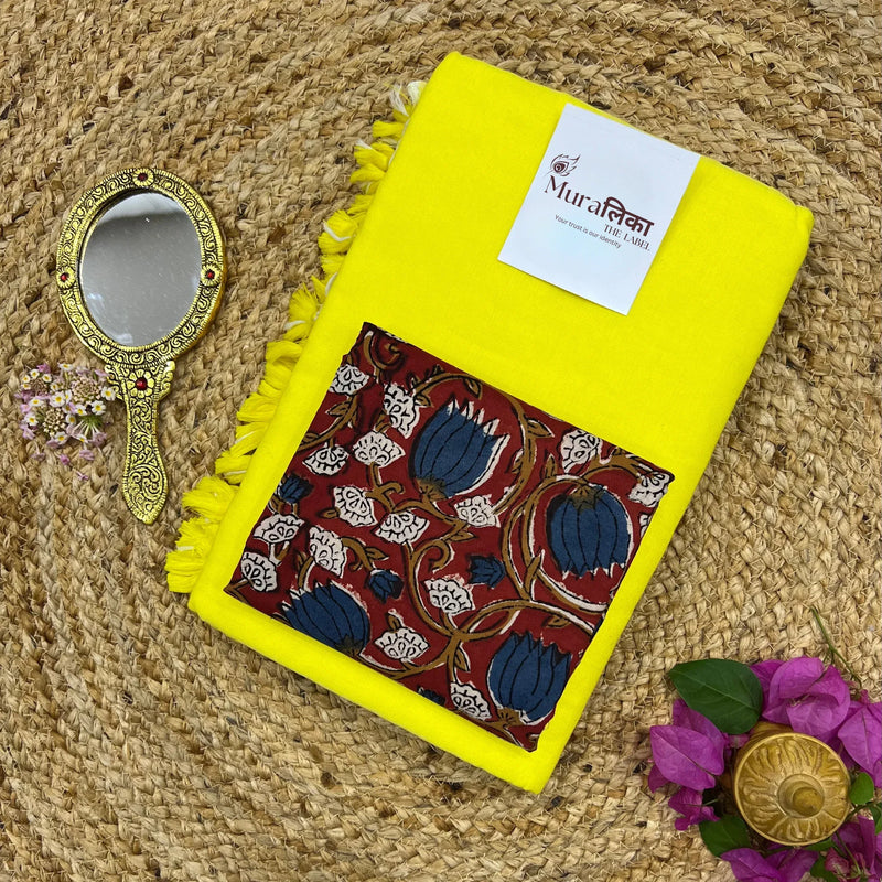 Muralika Lime Yellow Handloom Saree - Muralika the label