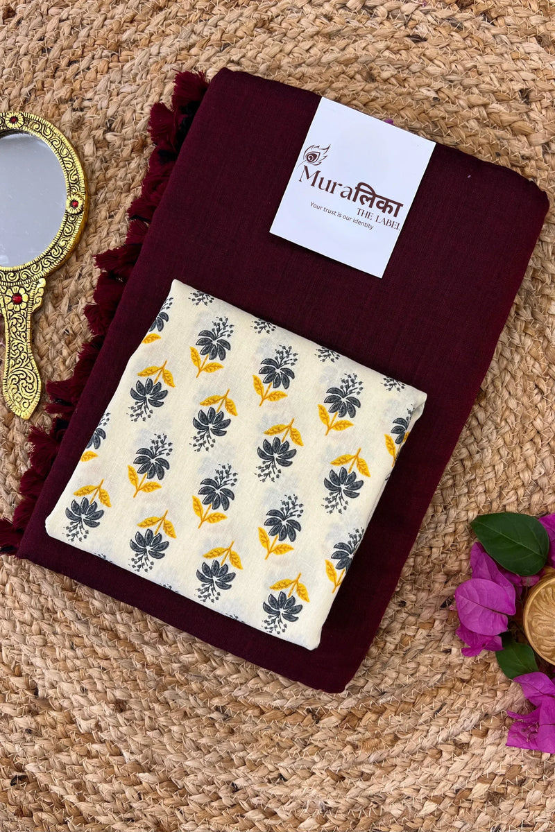Muralika Dark Maroon Handloom Saree - Muralika the label