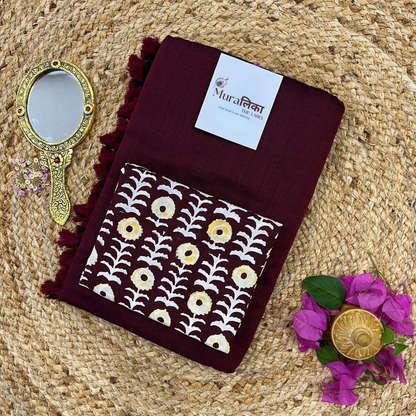 Muralika Dark Maroon Handloom Saree
