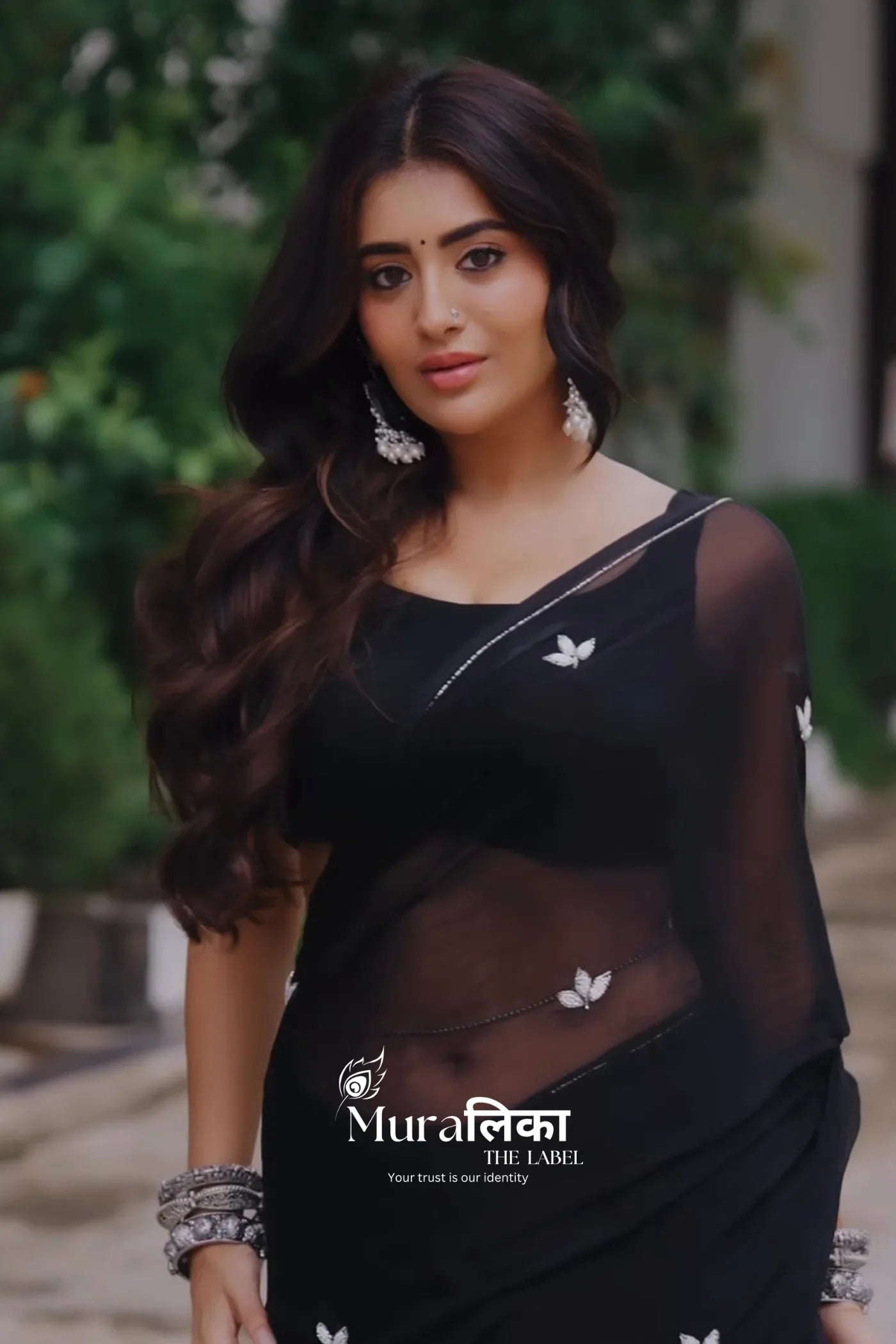 Muralika Black handwork Chiffon Saree - Muralika the label