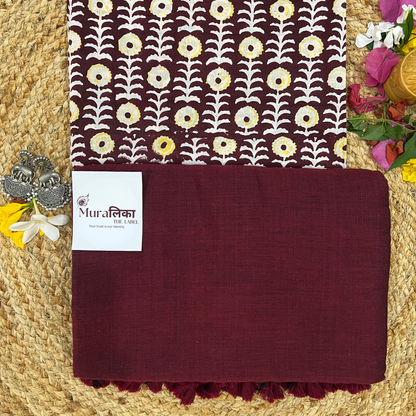 Muralika Dark Maroon Handloom Saree