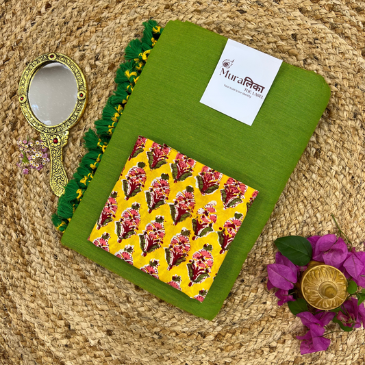 Muralika Parrot Green Handloom Saree