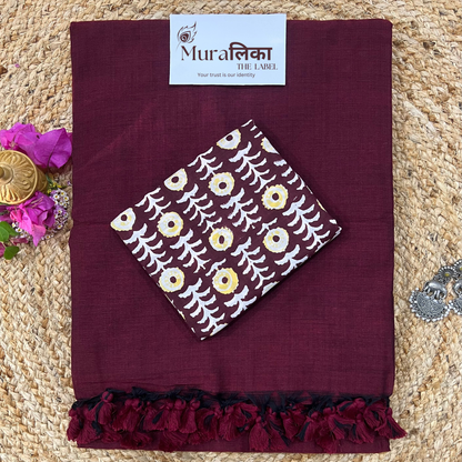 Muralika Dark Maroon Handloom Saree