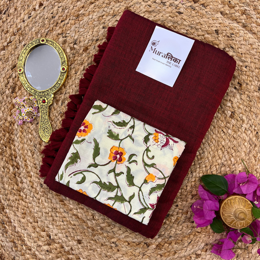 Muralika Light Maroon Handloom Saree