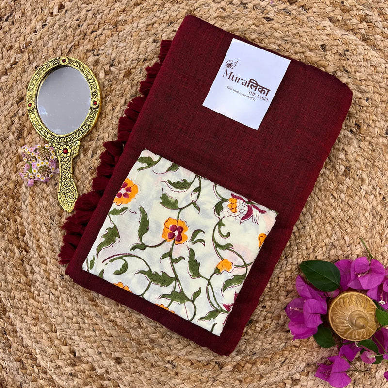 Muralika Light Maroon Handloom Saree - Muralika the label