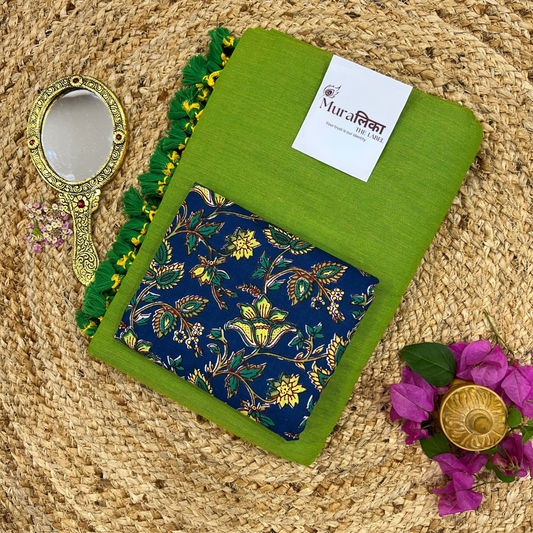 Muralika Parrot Green Handloom Saree