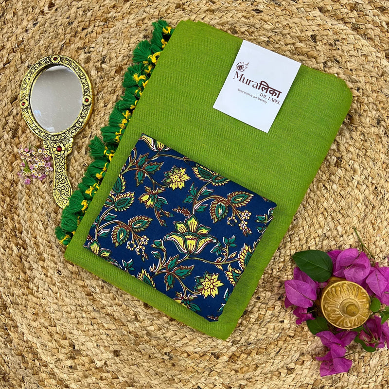 Muralika Parrot Green Handloom Saree - Muralika the label