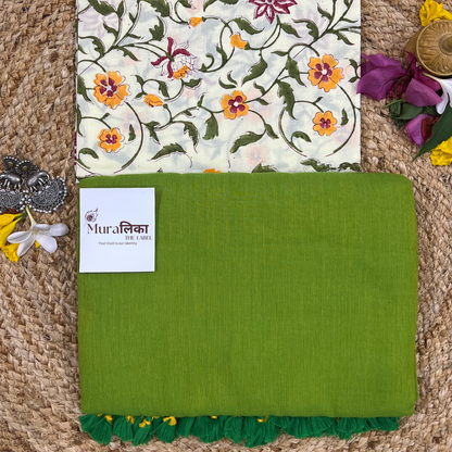 Muralika Parrot Green Handloom Saree