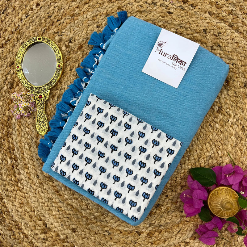 Muralika Sky Blue Handloom Saree - Muralika the label